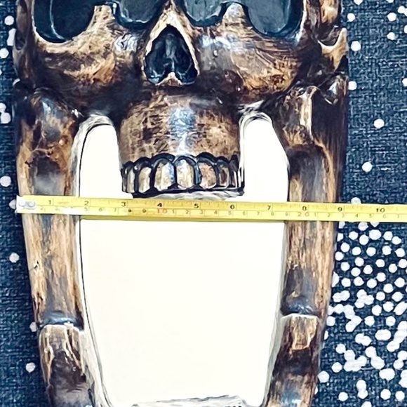 Vintage Handcrafted Wooden Skull Mirror - Picture 6 of 16